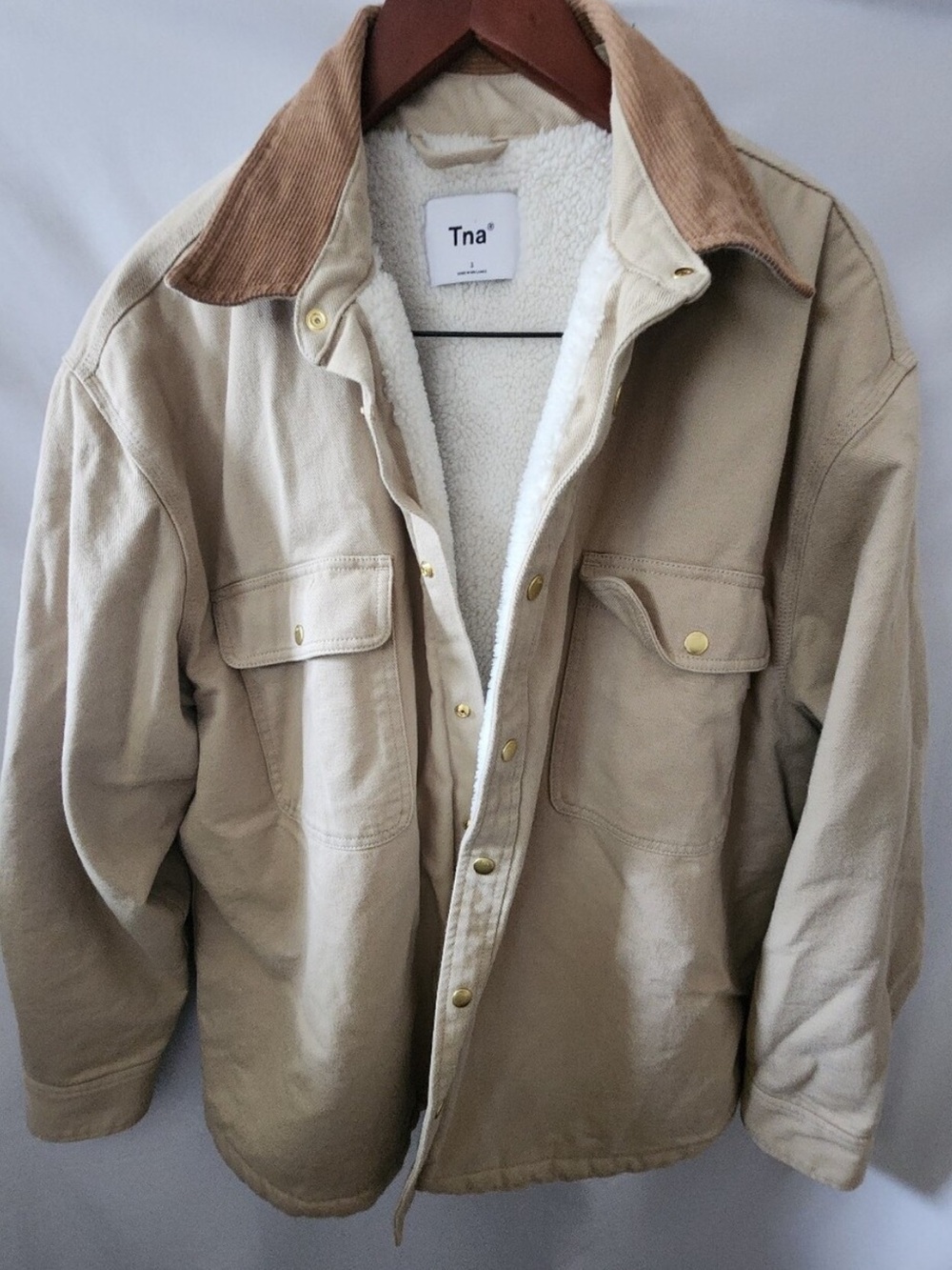 TNA Shacket Sherpa-Lined Beige Jacket 3 XL